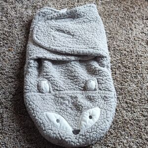 Gray Baby Swaddle with Animal Design